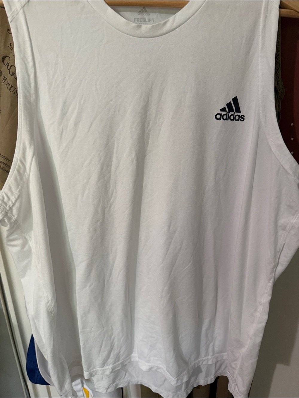 adidas White Men's Sleeveless Training Tank with Black Logo Emblem